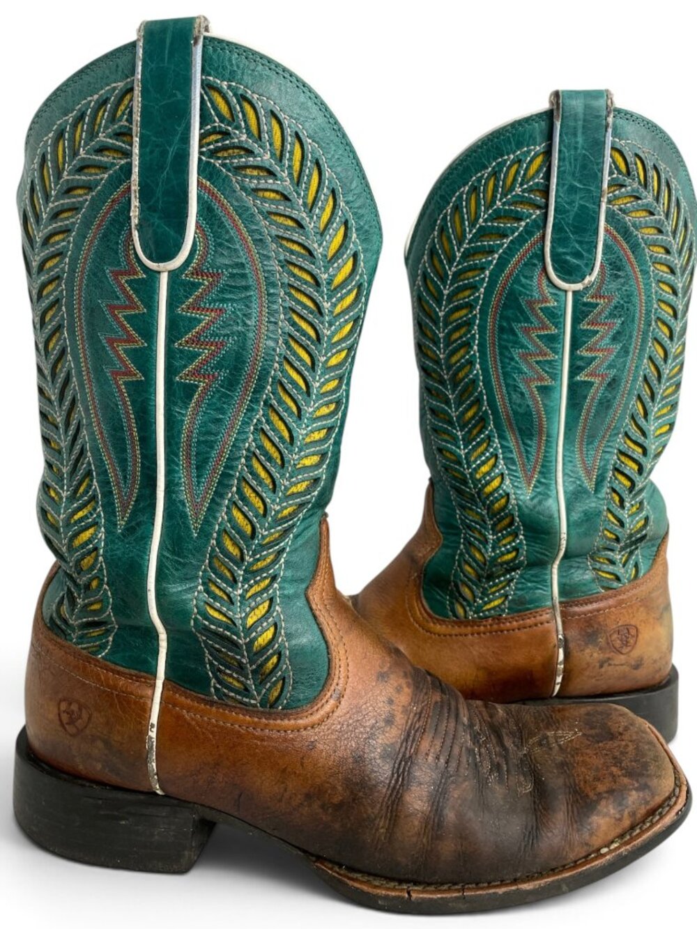 Ariat Quickdraw VentTEK Turquoise Leather Distressed Western Boots Women's 9 B